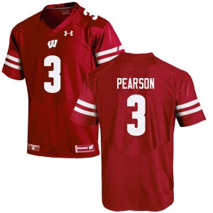 Men's Wisconsin Badgers NCAA #3 Reggie Pearson Red Authentic Under Armour Stitched College Football Jersey KD31E46BU
